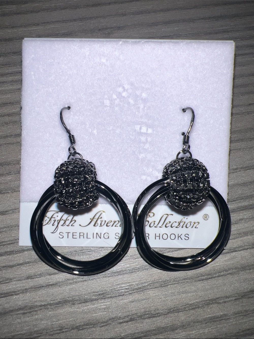 Fifth Avenue Collection Gunmetal Double Hoop Drop Earrings